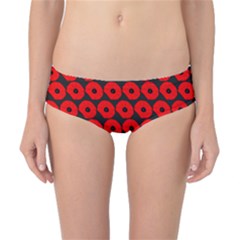 Charcoal And Red Peony Flower Pattern Classic Bikini Bottoms by GardenOfOphir