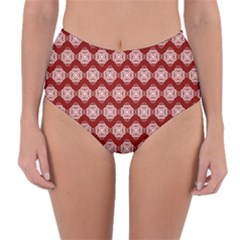 Abstract Knot Geometric Tile Pattern Reversible High-waist Bikini Bottoms
