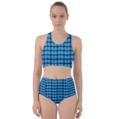 Blue Gray Leaf Pattern Racer Back Bikini Set by GardenOfOphir