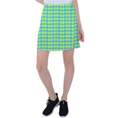 Blue Lime Leaf Pattern Tennis Skirt by GardenOfOphir
