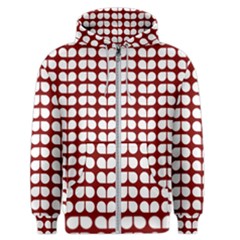 Red And White Leaf Pattern Men s Zipper Hoodie by GardenOfOphir