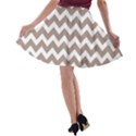 Beige Chevron Pattern Gifts A-line Skater Skirt View2