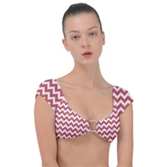 Coral Chevron Pattern Gifts Cap Sleeve Ring Bikini Top by GardenOfOphir