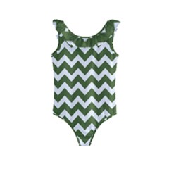 Chevron Pattern Gifts Kids  Frill Swimsuit by GardenOfOphir