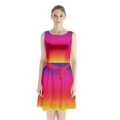 Spectrum Sleeveless Waist Tie Chiffon Dress by nateshop