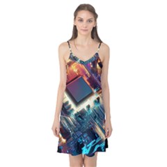 Ai Generated Motherboard City Technology Tech Cpu Camis Nightgown  by Jancukart