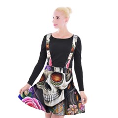 Sugar Skull Suspender Skater Skirt by GardenOfOphir