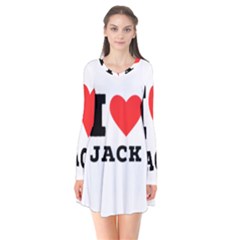 I Love Jack Long Sleeve V-neck Flare Dress by ilovewhateva