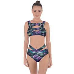 Roses Water Lilies Watercolor Bandaged Up Bikini Set  by Ravend