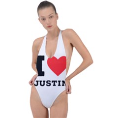 I Love Justin Backless Halter One Piece Swimsuit by ilovewhateva