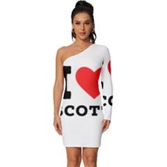 I Love Scott Long Sleeve One Shoulder Mini Dress by ilovewhateva