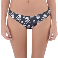 Skull-crossbones-seamless-pattern-holiday-halloween-wallpaper-wrapping-packing-backdrop Reversible Hipster Bikini Bottoms by Ravend