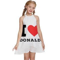 I Love Donald Kids  Halter Collar Waist Tie Chiffon Dress by ilovewhateva