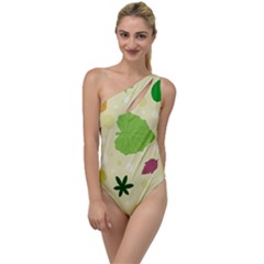 Leaves-140 To One Side Swimsuit