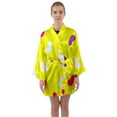 Pattern-yellow - 1 Long Sleeve Satin Kimono by nateshop