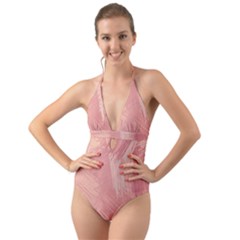 Pink-66 Halter Cut-out One Piece Swimsuit by nateshop