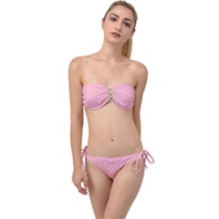 Pink-75 Twist Bandeau Bikini Set