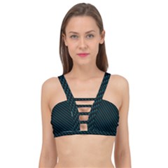 Lines Pattern Texture Stripes Particles Modern Cage Up Bikini Top