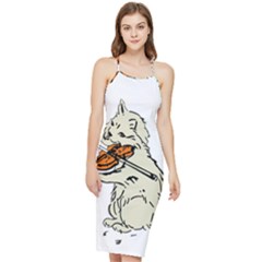 Cat Playing The Violin Art Bodycon Cross Back Summer Dress by oldshool