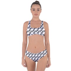 Diagonal-stripe-pattern Criss Cross Bikini Set by Semog4