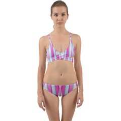 Geometric-3d-design-pattern-pink Wrap Around Bikini Set
