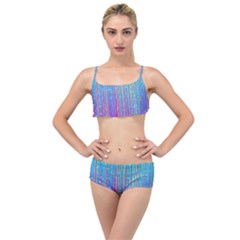 Blue Magenta Speckles Line Layered Top Bikini Set by Semog4