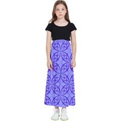 Decor Pattern Blue Curved Line Kids  Flared Maxi Skirt by Semog4