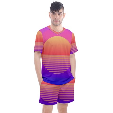 Sunset Summer Time Men s Mesh Tee And Shorts Set by Salman4z