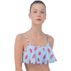 Strawberry Frill Bikini Top by SychEva