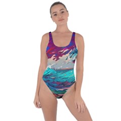Tsunami Waves Ocean Sea Nautical Nature Water Painting Bring Sexy Back Swimsuit by Jancukart