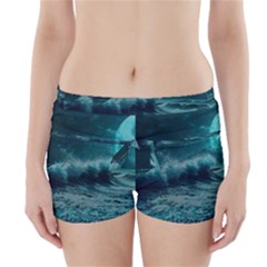 Waves Ocean Sea Tsunami Nautical 2 Boyleg Bikini Wrap Bottoms by Jancukart
