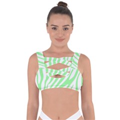 Green Zebra Vibes Animal Print  Bandaged Up Bikini Top by ConteMonfrey