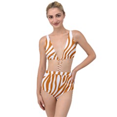 Orange Zebra Vibes Animal Print   Tied Up Two Piece Swimsuit by ConteMonfrey