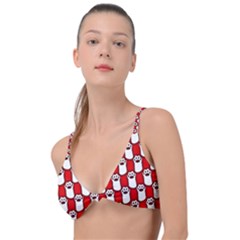 Red And White Cat Paws Knot Up Bikini Top by ConteMonfrey