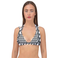 Grey And White Little Paws Double Strap Halter Bikini Top by ConteMonfrey