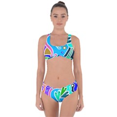 Crazy Pop Art - Doodle Hearts   Criss Cross Bikini Set by ConteMonfrey