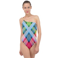 Graphics Colorful Colors Wallpaper Graphic Design Classic One Shoulder Swimsuit by Amaryn4rt
