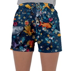 Confetti Ocean Themed Tropical Background Wallpaper 2 Sleepwear Shorts