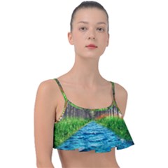 River Forest Landscape Nature Frill Bikini Top by Celenk