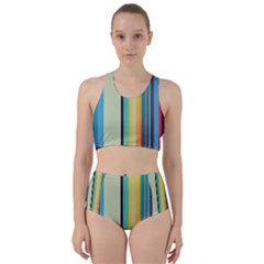 Colorful Rainbow Striped Pattern Stripes Background Racer Back Bikini Set by Uceng