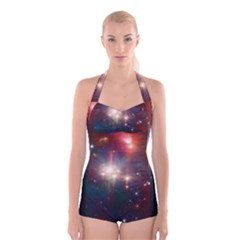 Astrology Astronomical Cluster Galaxy Nebula Boyleg Halter Swimsuit  by danenraven
