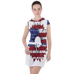 Us Flag Flower Sunshine Flag America Usa Drawstring Hooded Dress by Wegoenart