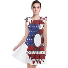 Us Flag Flower Sunshine Flag America Usa Tie Up Tunic Dress by Wegoenart