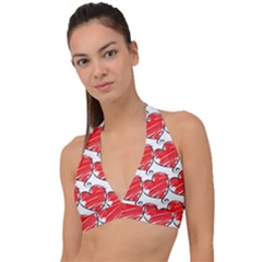 Seamless-heart-red Halter Plunge Bikini Top by nateshop