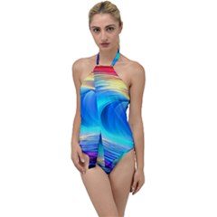Art Fantasy Painting Colorful Pattern Design Go With The Flow One Piece Swimsuit
