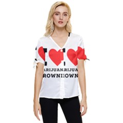 I Love Marijuana Brownie Bow Sleeve Button Up Top by ilovewhateva