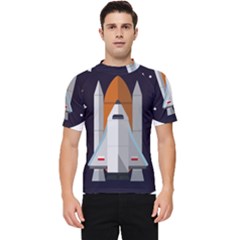 Rocket Space Universe Spaceship Men s Short Sleeve Rash Guard