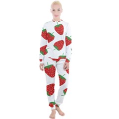 Seamless Pattern Fresh Strawberry Women s Lounge Set by Salman4z