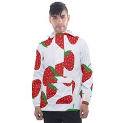 Seamless Pattern Fresh Strawberry Men s Front Pocket Pullover Windbreaker by Salman4z