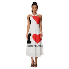 I Love Cosmopolitan  Sleeveless Cross Front Cocktail Midi Chiffon Dress by ilovewhateva